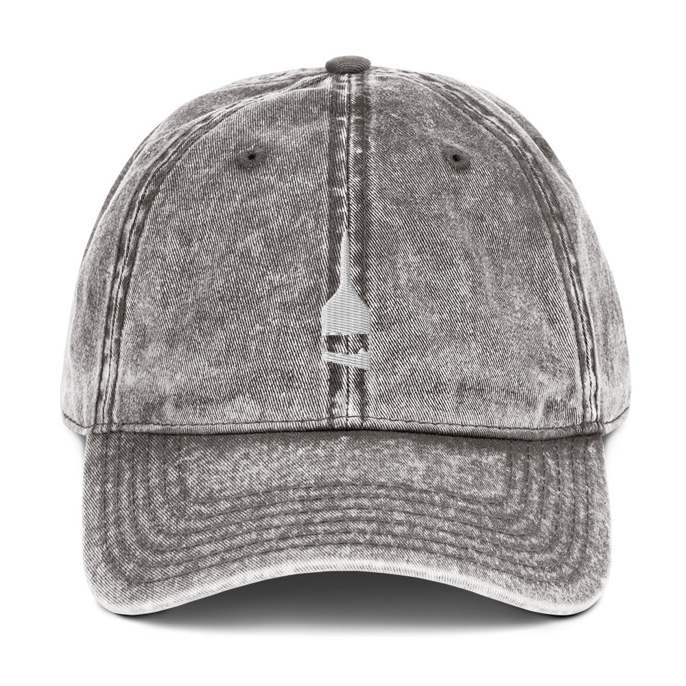 Blind Acrylic Logo Vintage Dad Hat In Charcoal Gray